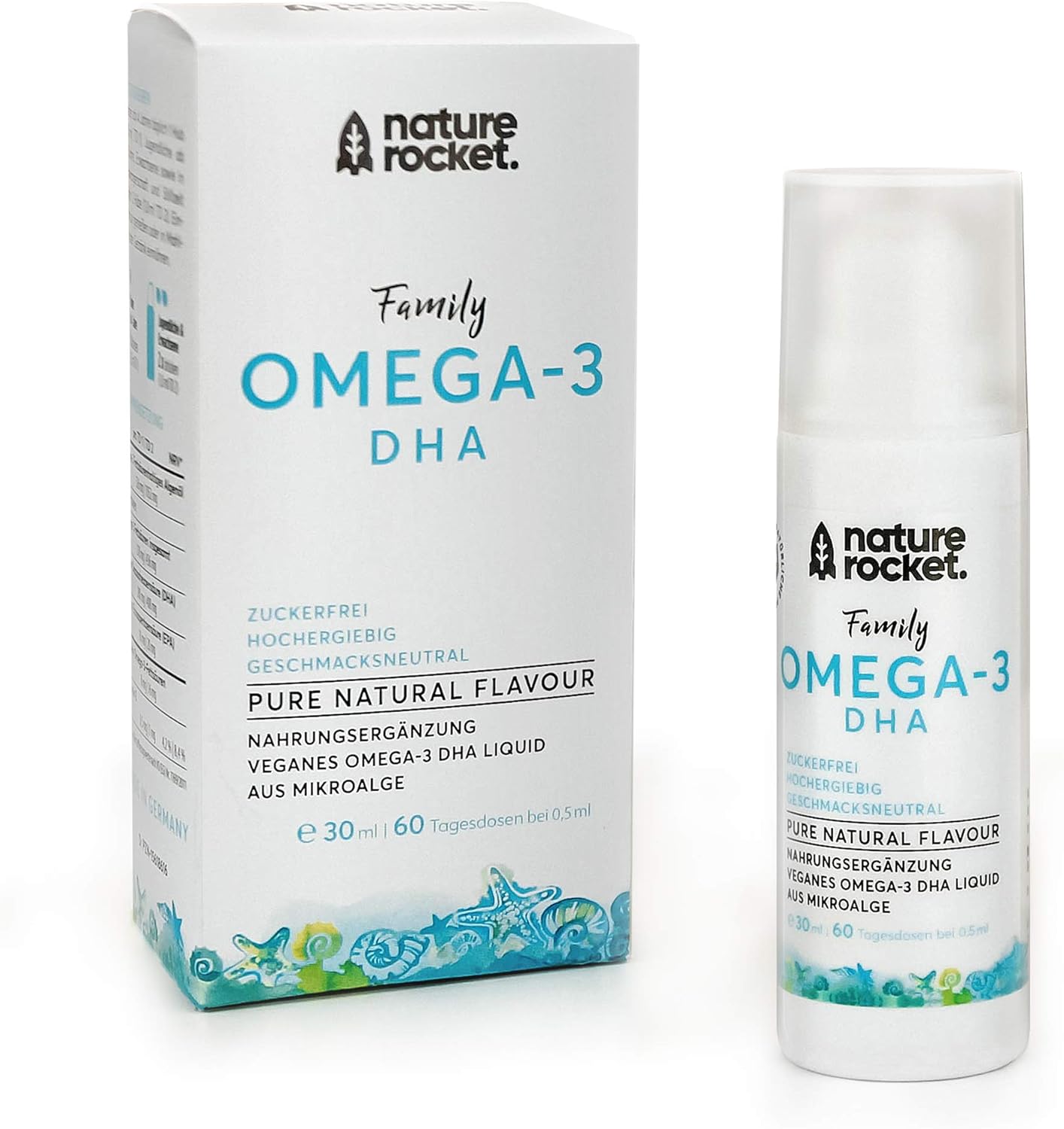 Veganes Omega3 DHA + EPA reines Algenöl im Dosierspender für