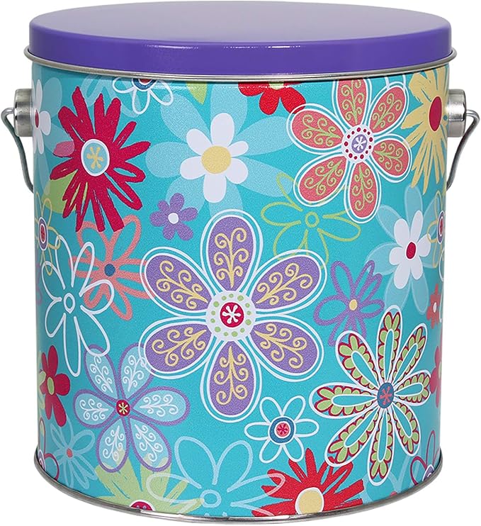 Large Flower Cookie Tin Empty Premium Colorful Flower