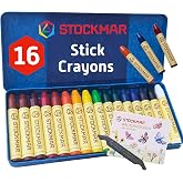Stockmar Beeswax Stick Crayons &ndash; Set of 16 Artist-Grade Drawing Media, Non-Toxic Beeswax Crayons for Art Projects, Crafting, Walforf Art Supplies, Creative Drawing, Includes Storage Tin