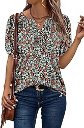 KISSMODA Women's Tunic Tops Casual V Neck Short