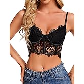 Lidogirl Women Camisole Floral Lace Bralette Longline Cami Top S-2XL