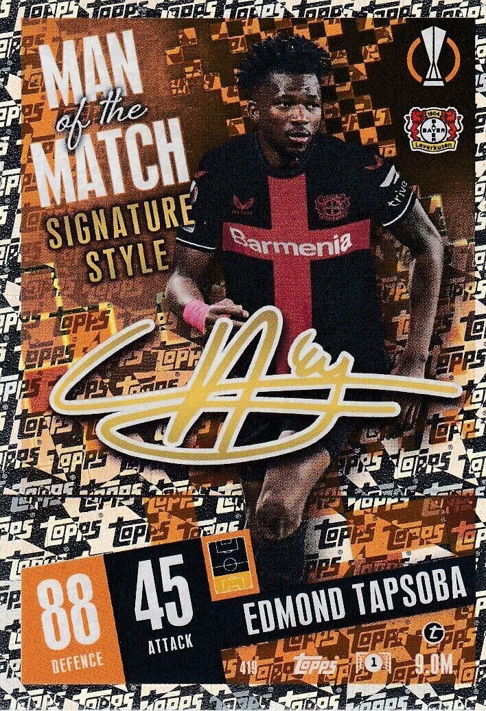 Topps Match Attax 2023 2024 Edmond Tapsoba Man Of The Match Signature Style Card