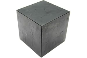 Karelian Heritage Big Polished Shungite Cube 80 mm (3.14 inches) | Décor Highly-Protective Crystal Stone Cube 3 inches | Authentic Shungite Figurine for Meditation, Reiki Healing, Energy Balance CP07