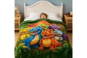 ETYGHY Cute Smiling Dinosaurs HD Digital Print Flannel, Cozy Lightweight Flannel Blanket with Colorful Dinos Print, Contemporary Animal Theme All-Season, Soft Funny Throw Blanket for Bed Sofa (50x40inch)