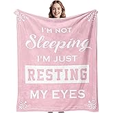 kituzol Birthday Gifts for Women, Mom Birthday Gift, Anniversary Retirement Present for Women, Mom Wife Blanket, I'm Not Sleeping, I'm Just Resting My Eyes Blanket (Pink, 60x50inches)