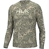 HUK Mens Pursuit Crew Long Sleeve Shirt, Sun Protecting Fishing Shirt
