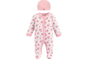 Luvable Friends Baby Girls' Cotton Preemie Sleep and Play and Cap