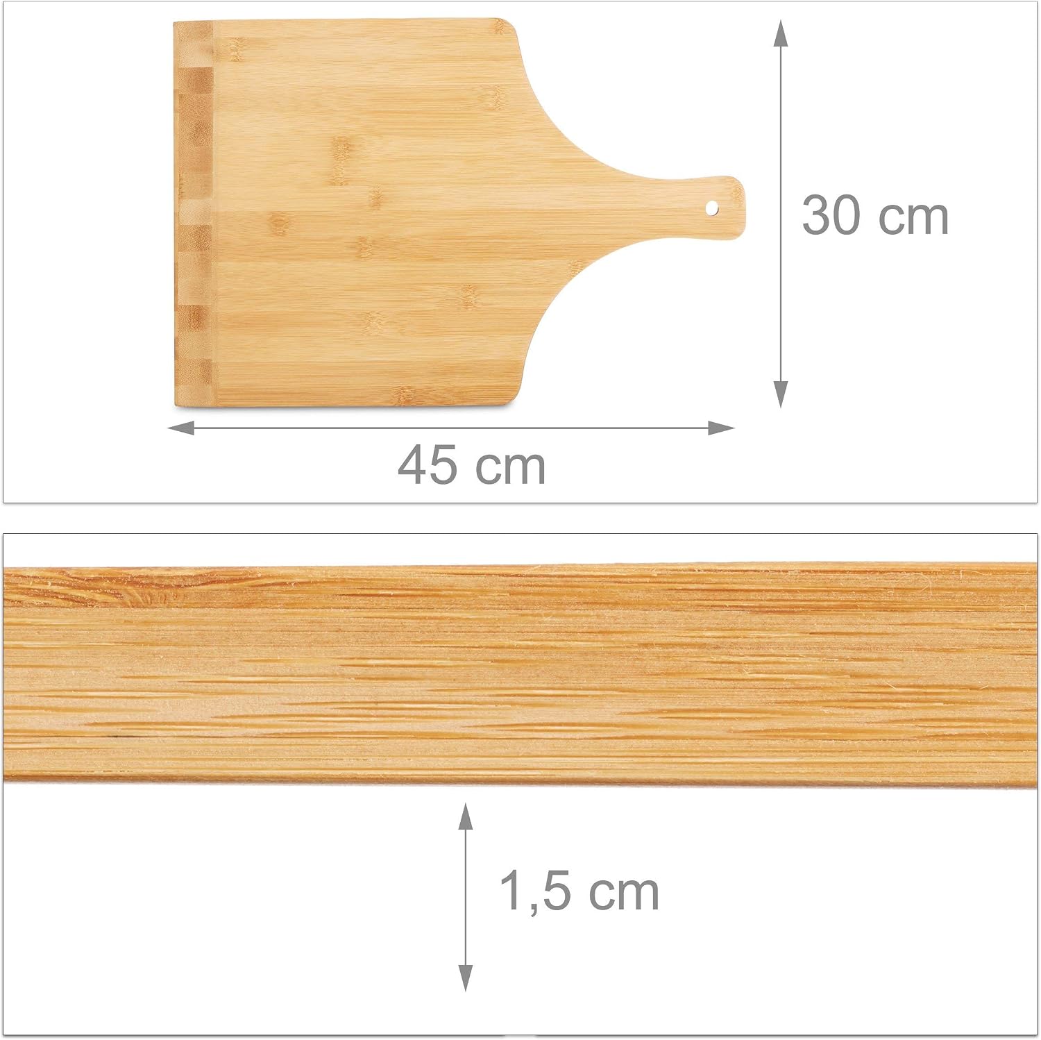 Relaxdays Bamboo Pizza Peel, 45 x 30 cm, Bakers Paddle, Rounded Edges, With Handle, Wooden Shovel, Natural - Image 4