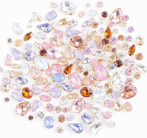 Amazon 手作り工房 My Mama 台座付きストーン 140個 13種アソートセット ビジュー ラインストーン アクセサリー ガラスストーン ミルキー 暖色系 アクセサリーパーツ 通販