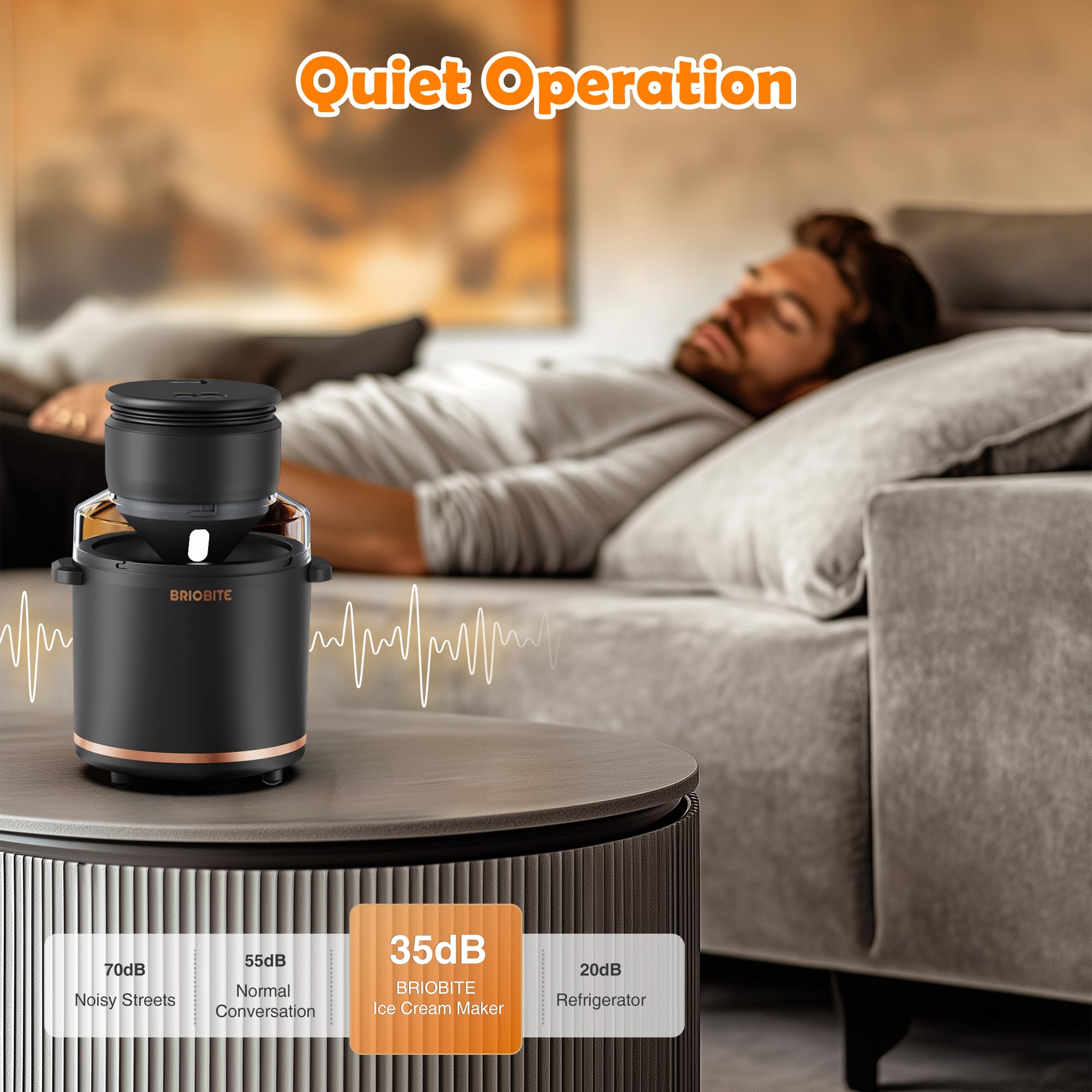 BRIOBITE Máquina para hacer helados de 1,1 cuartos – Máquina eléctrica para helados, batidos y sorbetes, perfecta para 2-3 porciones, fácil de usar y limpiar, color negro