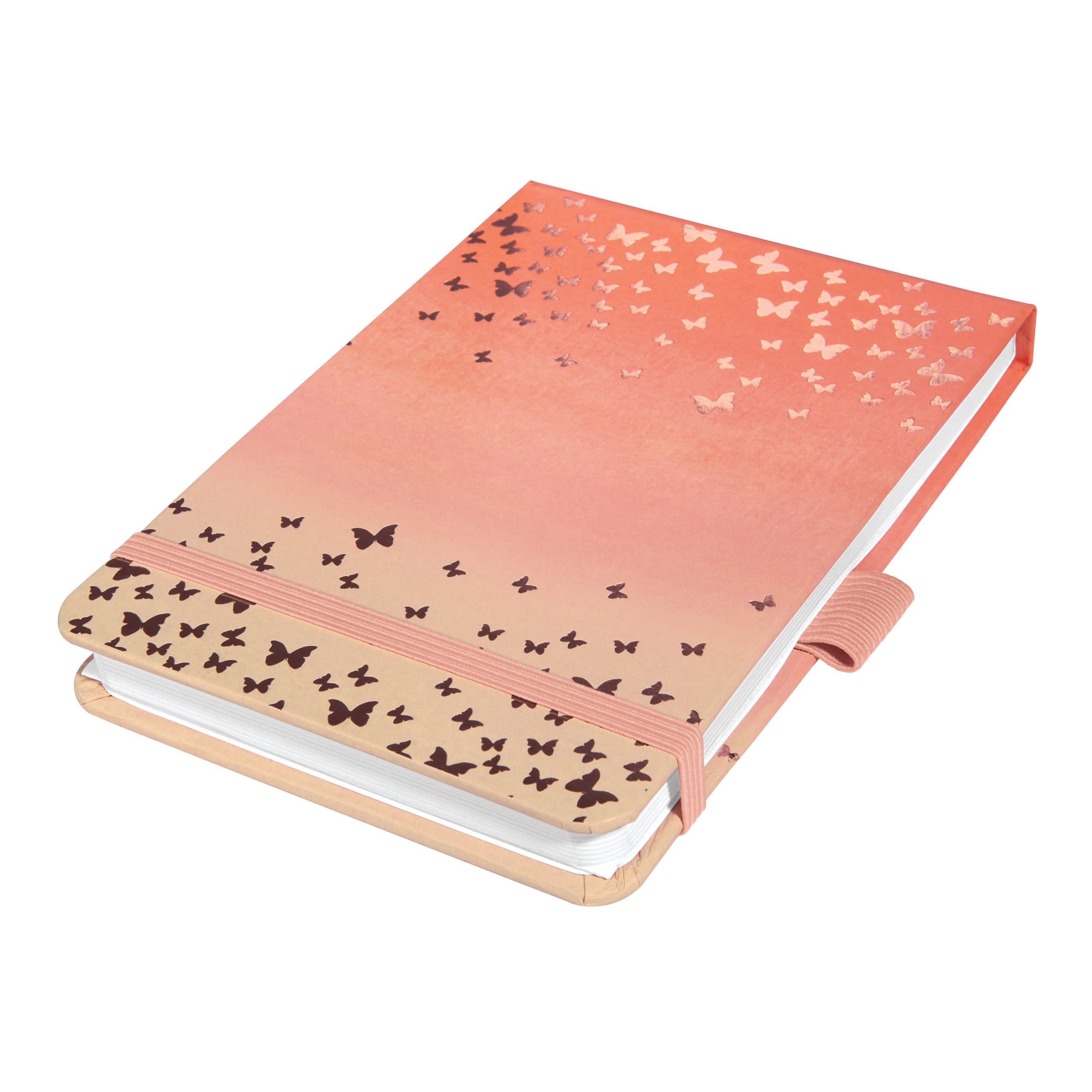 SIGEL JN346 Jolie Notepad, Butterfly Confetti Peach, dotted (dot grid), 11 x 15,8 cm, hardcover, 158 pages, apricot