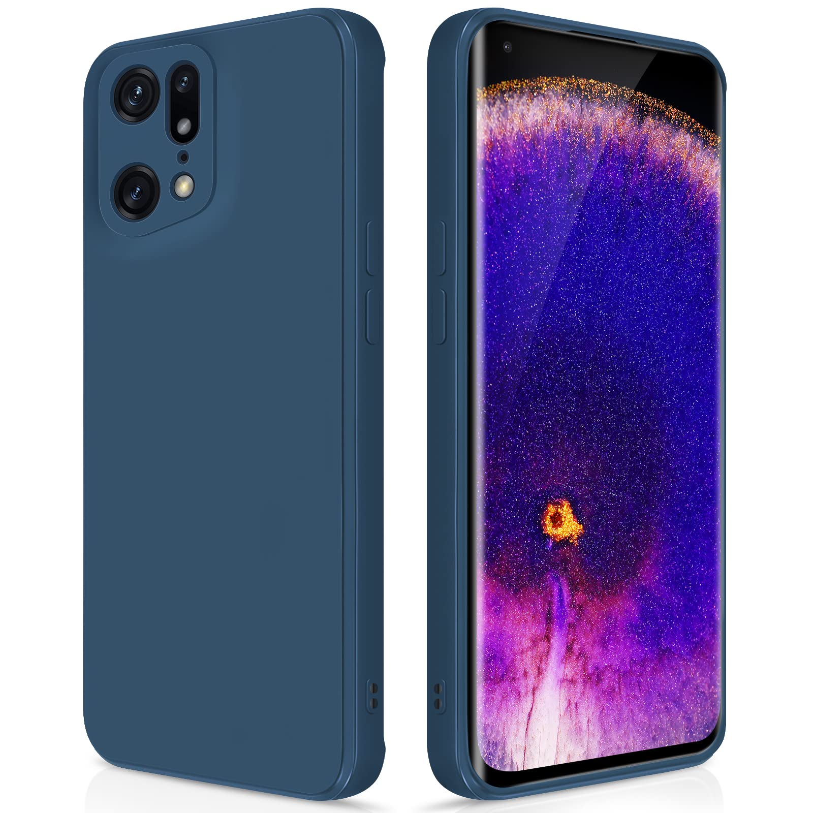 GiiYoon Case Compatible with OPPO Find X5 Pro, Silky-Soft Touch Full-Body Protective Phone Silicone Case, Shockproof Cover with Microfiber Lining, Blue โ image 1