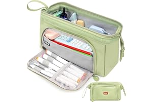 Vocuer pencil case big pencil pouch pencil box large pencil bag for school, pen cases for adults special pencil cases for girls cute aesthetic big capacity pencil bags with zipper(Green)