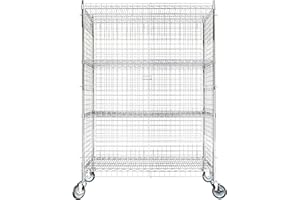 KROLLEN INDUSTRIAL Commercial Grade NSF Listed Metal Wire Mesh Storage Chrome Mobile Security Cage Kit, 24" x 48" x 70", Perfect for Warehouse, Grocery Store, Restaurant, Dishroom