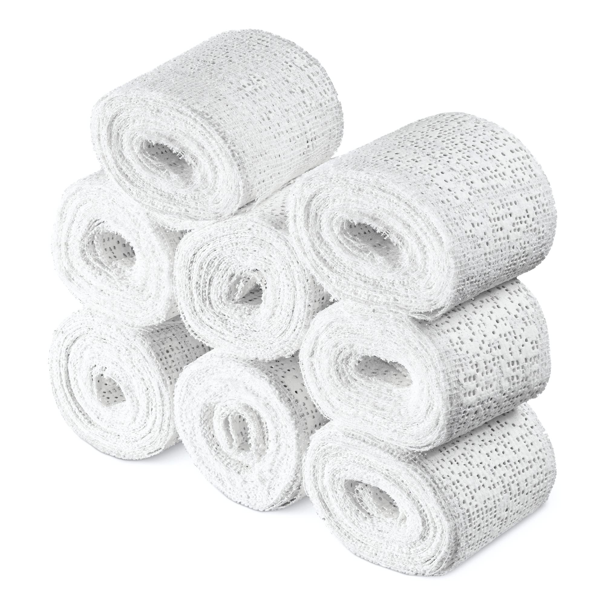 Navaris Plaster Cast Bandage Kit - Skin Friendly Plaster of Paris Bandages for Art, Crafts, Modelling, Moulds - Set of 8 Rolls - 5 cm x 3 m