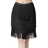 Cielary Fringe Skirt Latin Dance Salsa Tango Ballroom Tassel Skirts Women Halloween Cowgirl Costume Rave Clothing