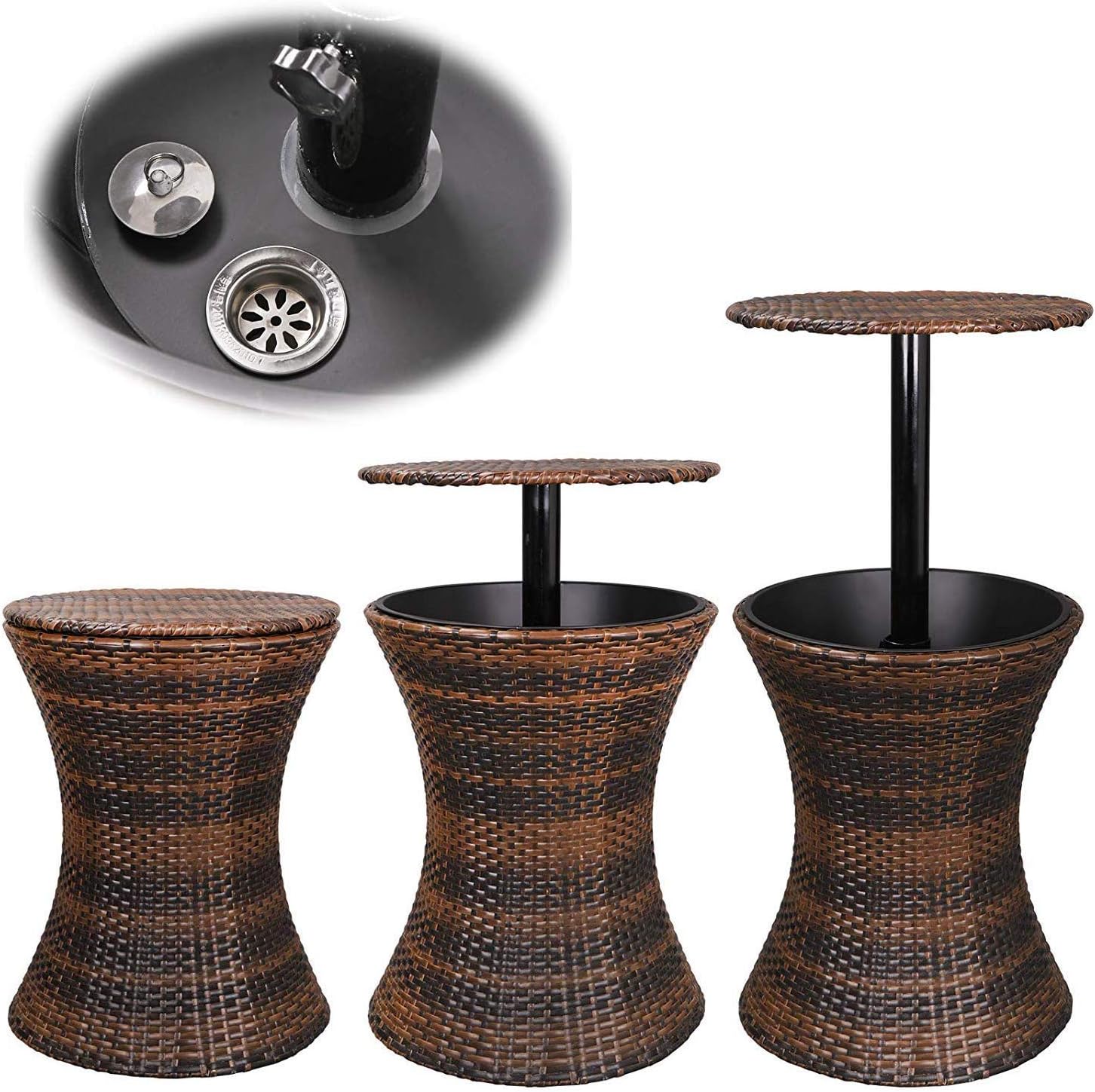 Best Bar Rattan Style Outdoor Patio Pool Cooler Table