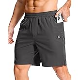GGJ Men's Lightweight Athletic Shorts with Zipper Pockets 7"/5"/9" Gym Workout Running Quick Dry Tennis Shorts for Men