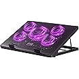Kootek Laptop Cooling Pad, Laptop Cooler with 5 Quiet Fans for 12"-17" Computer PC Notebook Gaming Laptop Fan, Height Adjustable Laptop Cooling Stand Laptop Accessories (Purple)