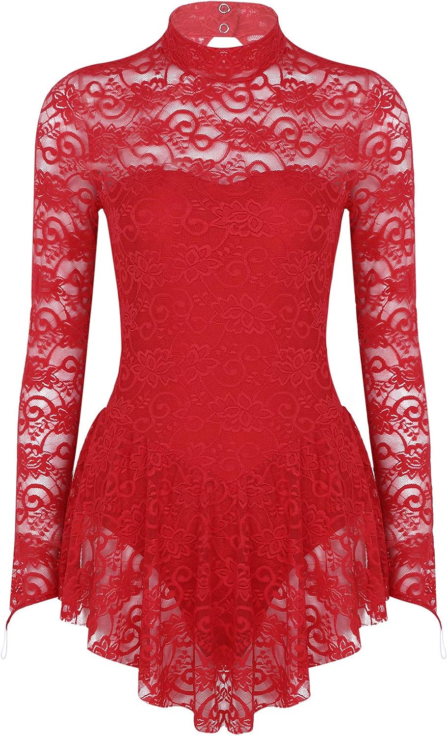 ACSUSS Women's Turtle Neck Lace Figure Ice Skating Roller Skating Ballet Dance Leotard Dress Costume: Clothing