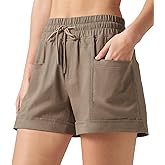 Willit Women's Linen Shorts Casual Summer Shorts High Waisted Comfy Pull On Shorts with Pockets 4"