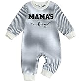 FOCUSNORM Newborn Baby Boy Fall Outfit Mamas Boy Embroidery Jumpsuit Long Sleeve Crewneck Romper Infant Boy Winter Clothes