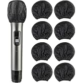 buluker 200 Pcs Disposable Microphone Cover Non-Woven Handheld Microphone Windscreen Protective Cap for Recording Room, KTV and Any Shared Environment (Black)