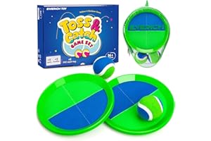 EVERICH TOY EVERICH Upgraded Toss and Catch Ball Game Set - Indoor and Outdoor Games for Kids 3-12, Beach Sand Pool Water Toy Includes 2 Paddles 2 Sticky Balls, Great Birthday Easter Gifts for Boys Girls