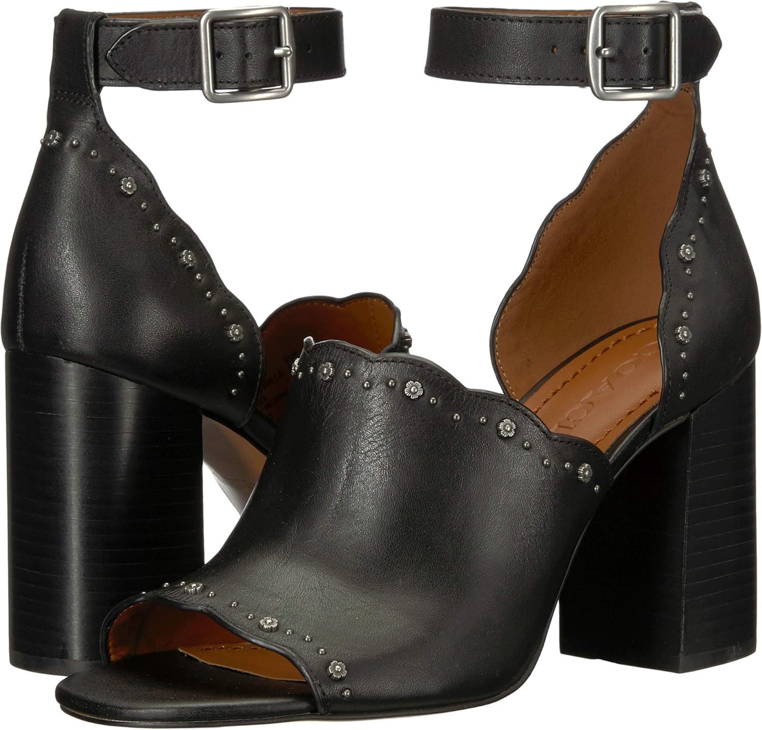 coach mid heel sandal with tea rose