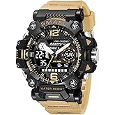 AIMES Mens Watches Sports Outdoor Waterproof Military Watch for Men Tactical Watch Analog Digital Date Alarm Stopwatch Multi-Function Tactics Big Face Wristwatch for Men