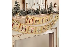 ORIENTAL CHERRY Christmas Decorations - Vintage Merry Christmas Banner - Retro Nostalgic Traditional Old Fashioned Victorian Xmas Holiday Clearance Decor for Indoor Home Office Fireplace Mantle Farmhouse