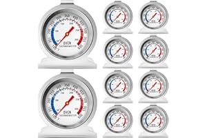 10 Pack Oven Thermometer 50-300°C/100-600°F Instant Read Stainless Steel Kitchen Thermometers Oven Temperature Gauge for BBQ 
