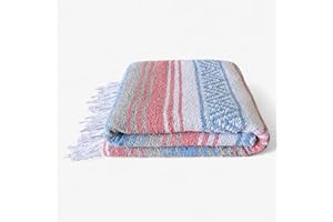 Traditional Handwoven Mexican Blanket, Large Falsa Serape - Soft & Durable - Vibrant Beach, Picnic, Yoga & Camping Mat - Ligh