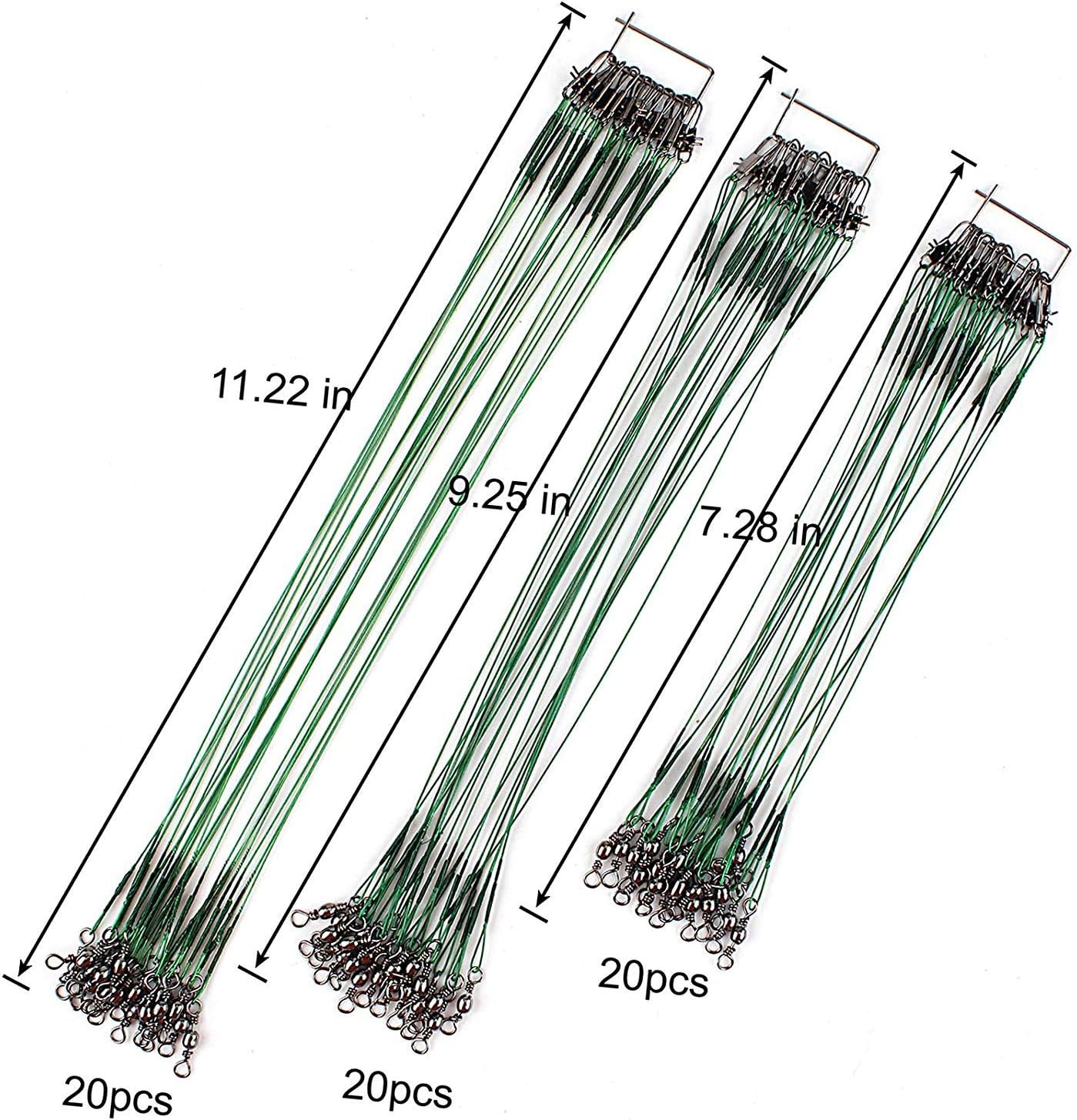 Scotank Fishing Leader Wire Tooth Proof 7 Strand Stainless Steel with swivels Snap Kits Connect Tackle Lures Rig or Hooks Three Size