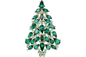 EVER FAITH Women's Party Austrian Crystal Christmas Tree Teardrop Brooch Pin
