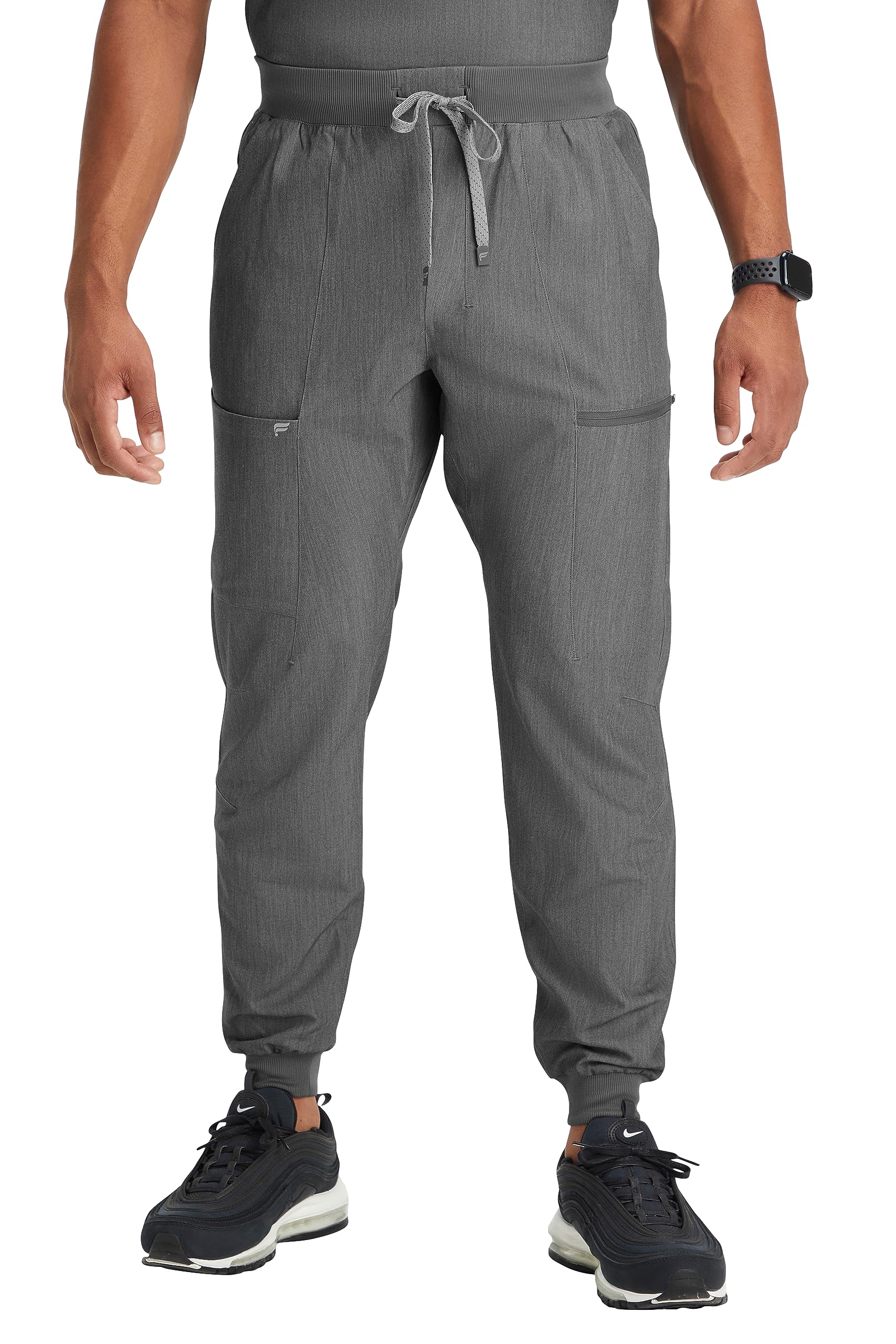 Photo 1 of Fabletics Men's All-Shift 5-Pocket Scrub Jogger - MotionTech, 4-Way Stretch, Pocket-Packed, Lightweight, Semi-Slim Fit, M/Short 26 in | 26, Heather Grey