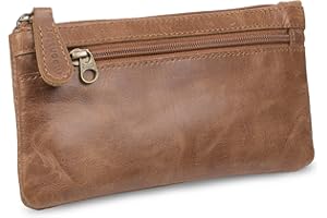 Moonster Leather Pencil Case Pouch 8" x 4" - Leather Pen Case with Zipper