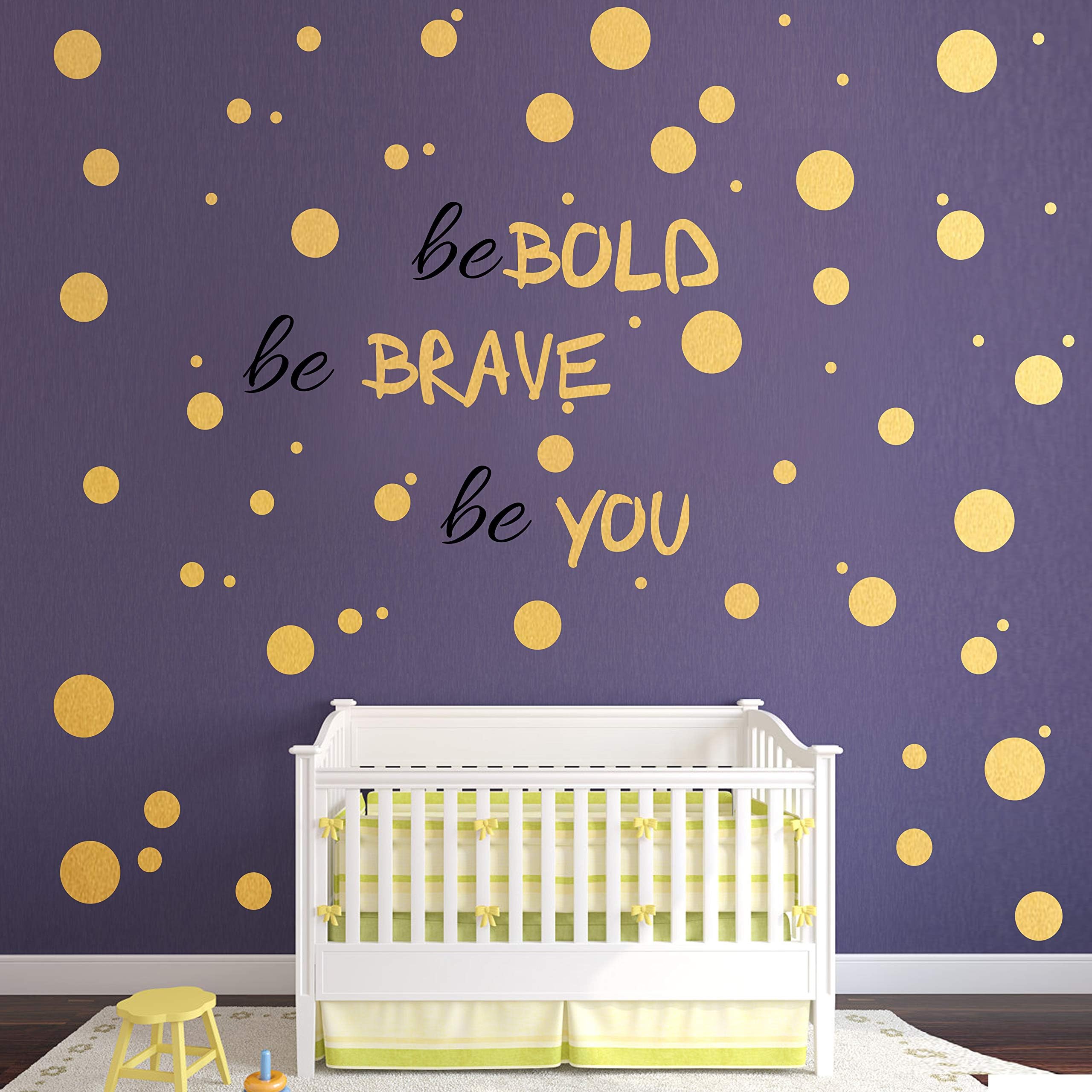 193 PCS Gold Dot Wall Decal, Christmas Decoration, Inspirational Quote., Easy to Peel Easy to Stick Removable Vinyl Polka Dot Decor, Living Room Wallpaper , Boy Nursery Wall Decals
