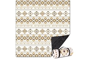 Airensky Extra Large Picnic Blanket(79 "x 82"), 3-Layer Thickening Waterproof Camping Blanket, Sandproof Picnic Blanket for Beach, Machine Washable, Wear-Resistant, Soft and Comfortable(Boho Yellow)