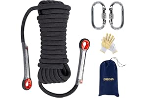 EMEKIAN Indoor Outdoor Climbing Rope, Static Rock Climbing Rope for Escape Rope, Ice Climbing Equipment, Fire Safety Rescue Rope, with Non Slip Gloves