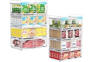 iSPECLE Freezer Organizer Bins - Fit 10 to 20 Cu.FT Deep Freezer, 8 Pack Large Expandable Stackable Chest Freezer Organizer Sort Frozen Food Easy to Get Food from Bottom Better Ventilation, White