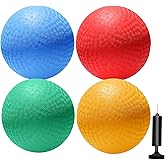 4 Pack Playground Balls for Kids, 8.5 Inch Kickballs with Pump – Durable Grip Balls for Dodgeball, Kickball, Handball, Recess, Gym Class & Outdoor Backyard Games