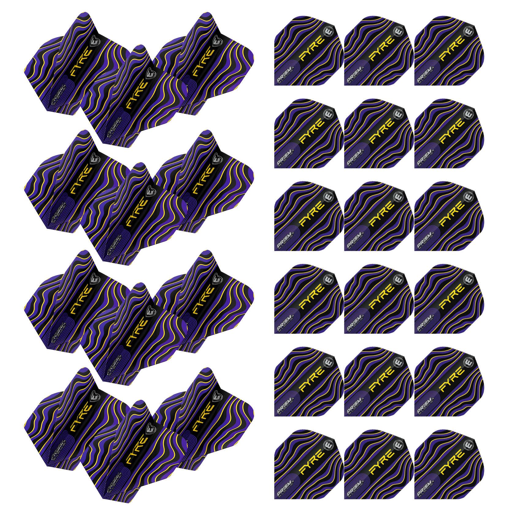 WINMAU Prism Alpha Fyre Black, Blue & Yellow Dart Flights - 10 sets per pack (30 dart flights in total)