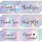 Thank You Cards Small Business, 120 Pcs Business Thank You Cards Bulk, 6 Styles Small Blank Greeting Appreciation Card, Holographic Thank You Notes for Business Customer Teacher Wedding Baby Shower