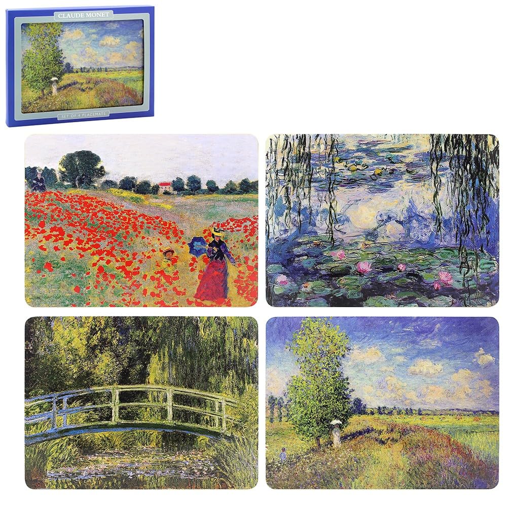 The Leonardo Collection Table Place Mats Set of 4 | Non Slip Washable Table Mats For Dining | Designed By Claude Monet | Set of 4 Printed Designer Placemats — image 1