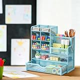 Marbrasse Mesh Desk Organiser Multicompartment Pen Holder Blue view 7