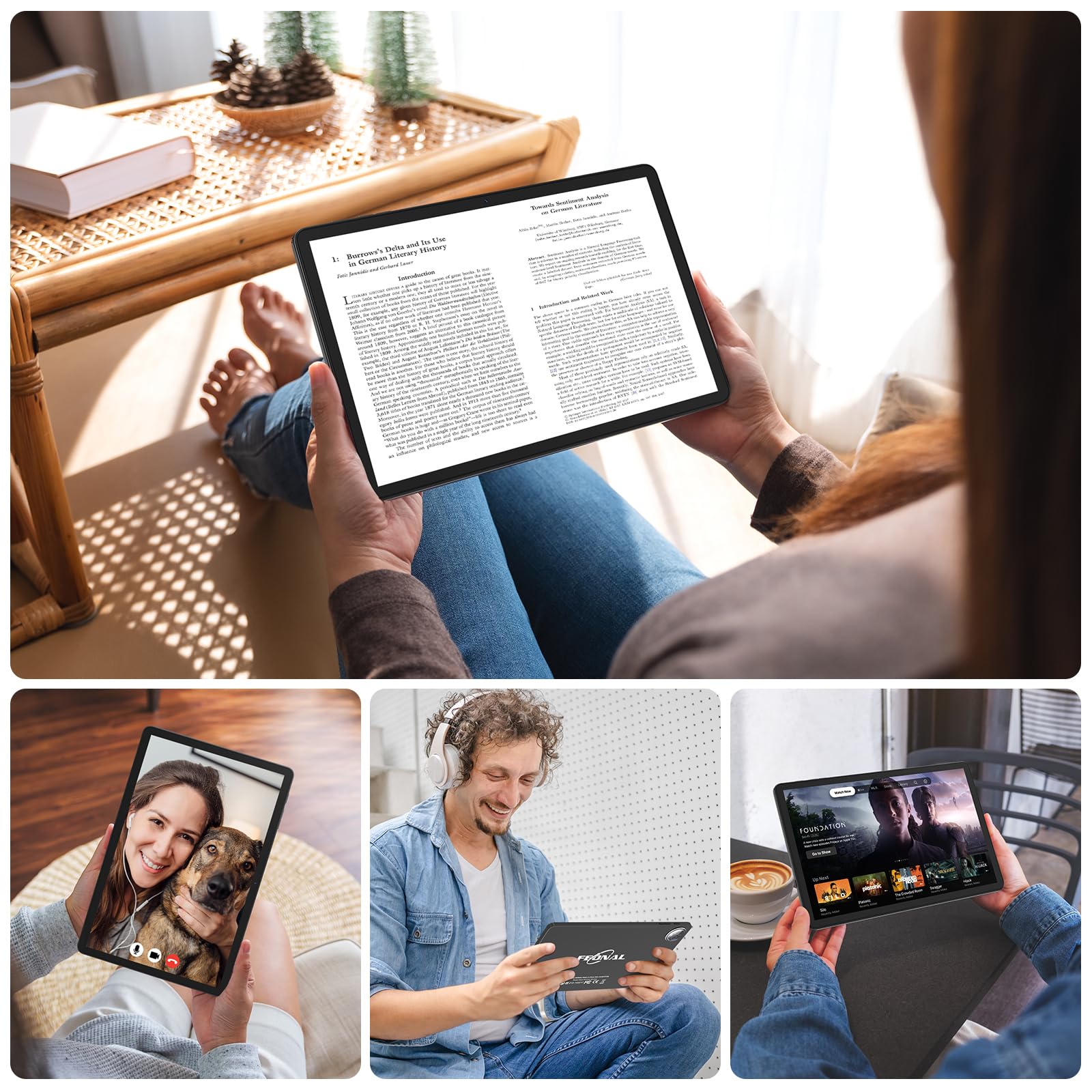 Tablet 11 inch Android 15 Tablet, 2025 Latest Update 128GB ROM 16GB RAM, 4G LTE Tableta, 5G WiFi+Cellular, Octa-Core MTK8786, 21MP Dual Camera,1TB Expand, Incell FHD Screen, T-Mobile SIM Card Support
