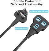 LIPWEL 1 Meter Short Extension Lead 13A Single UK Plug Socket Black view 2