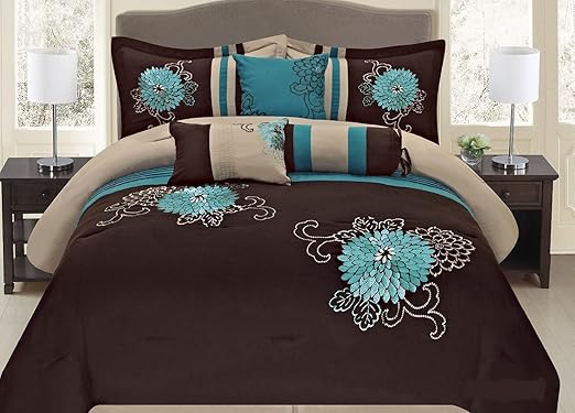 Amazon Com Goldenlinens Brown Turquoise Grey Yellow Western Style