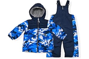 Arctic Quest boys Ski Jacket and Snowbib Snowsuit Set 2 Piece Quilted Zip Up Jacket and Overall Snowsuit Set